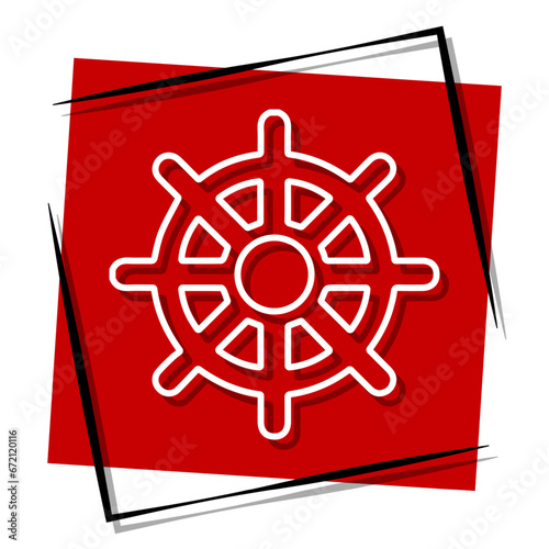 Buddhism red banner in frame. Vector illustration.