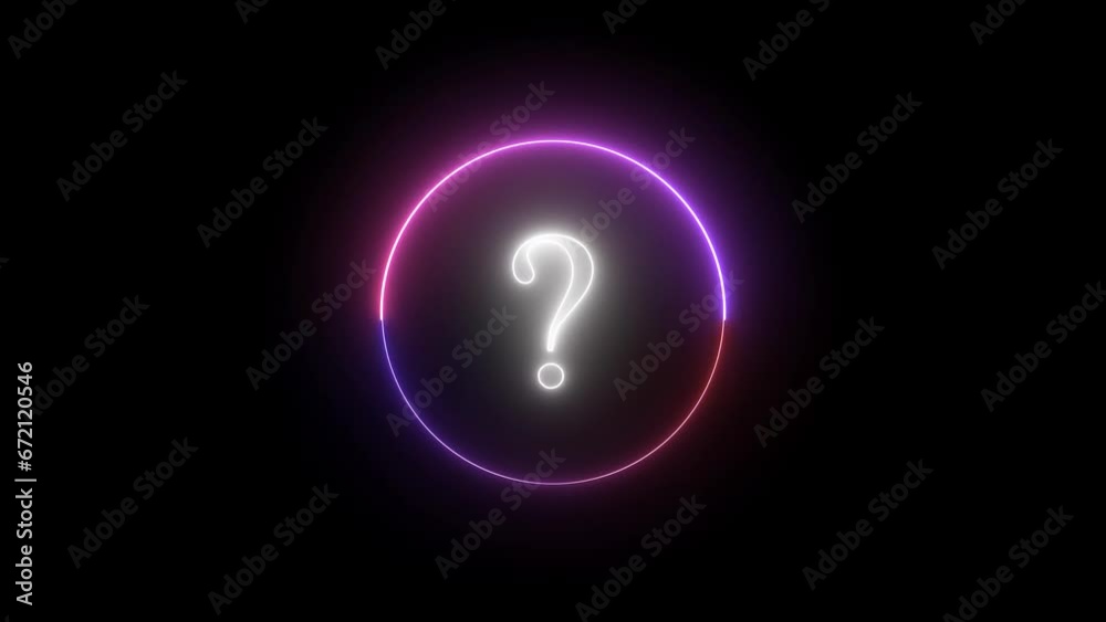 Question sign animation with glowing neon light. Question sign animation with glowing neon light.