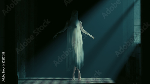 Photography Ghostly figure tall slim ghost asylum abandoned moonlight mist haunting paranorm