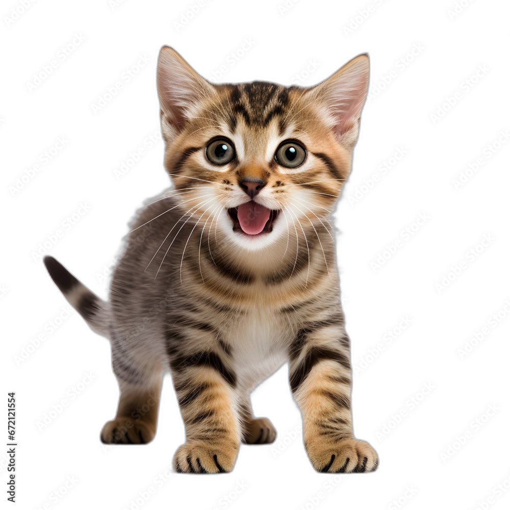 Playful kitten isolated on transparent or white background, png