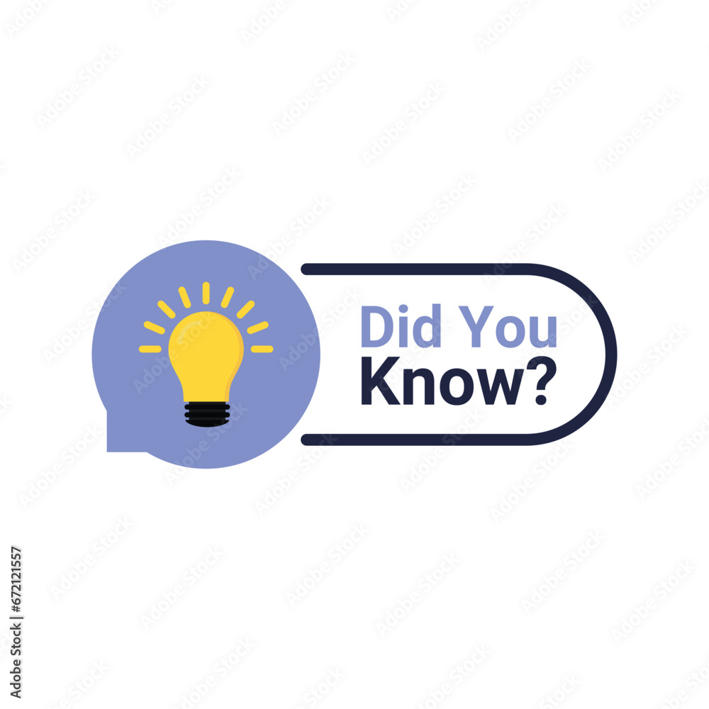 Did You Know? Did You Know banner design with light bulb and rays. Banner design for business, marketing and advertising. Logo design with light bulb, idea box, quote for interesting fact. Vector Did You Know? Did You Know banner design with light bulb and rays. Banner design for business, marketing and advertising. Logo design with light bulb, idea box, quote for interesting fact. Vector