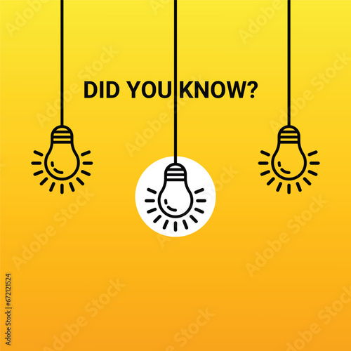 Did You Know label design with light bulb and rays. Logo design. Light bulb and rays. Banner design for business and advertising. Vector illustration