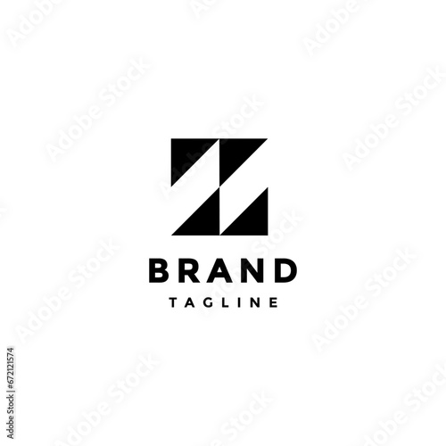 Minimalist Initial Letter Z Logo Design. Four Triangles Form the Letter Z Logo Design. Letter N In Negative Space Letter Z Logo Design.