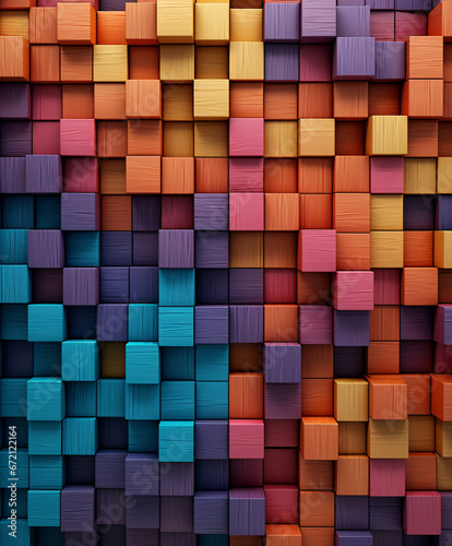 Colorful Wood Brick Wallpaper Vibrant Animation-Style Abstraction with Mesmerizing Colorscapes.