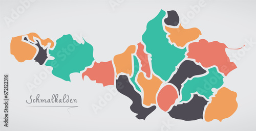 Schmalkalden Map with states and modern round shapes
