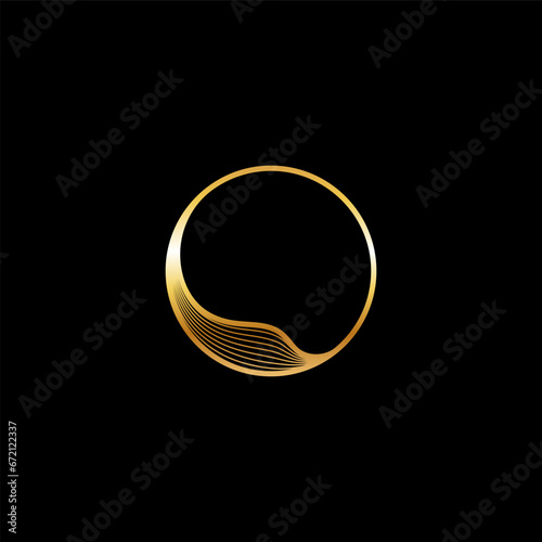 letter O, beautiful elegant golden alphabet striped font, classic lettering perfect for wedding invitations or fashion or logo design, vector illustration 10EPS