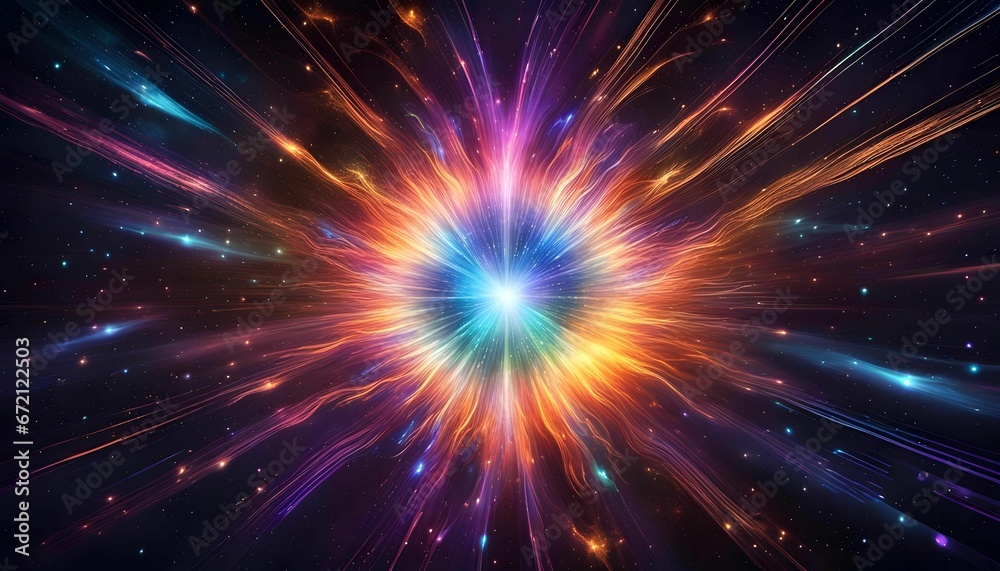 AI generated illustration of light and energy radiates outward from a star AI generated illustration of light and energy radiates outward from a star