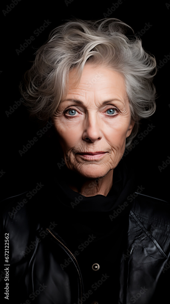 Mature woman portrait. Concept of menopause, aging, and issues related to mature women's health and well-being. Copy space.