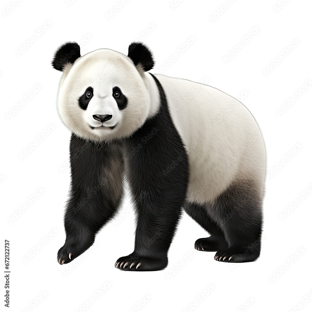 Obraz premium Panda isolated on transparent background generative ai 