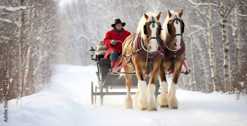 horse and carriage in winter 