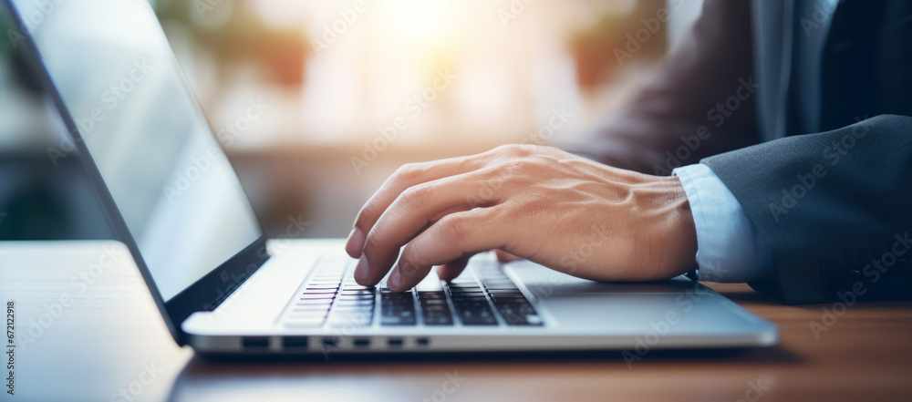 close up of a businessman typing on a laptop close up of a businessman typing on a laptop