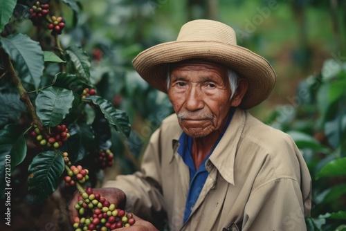 farmer on arabica coffee plantation, AI generated