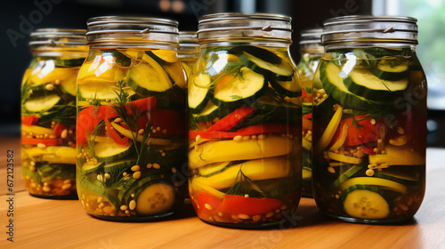 Pickled courgette salad from a jar
