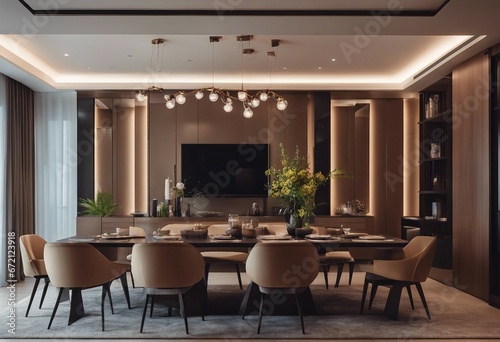 Interior design of modern dining room technology