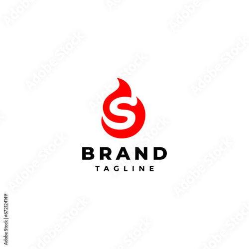 Fiery Initial Letter S Logo Design. Initial S Letter Inside Fire Icon Logo Design.