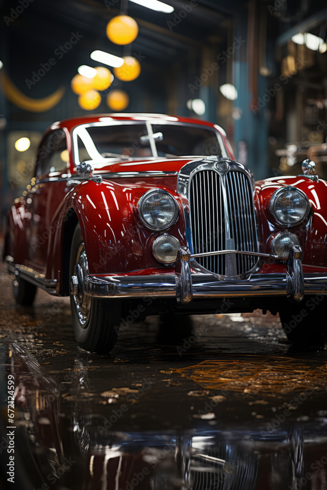 Car's front grille being thoroughly cleaned, highlighting its design details, Generative AI Car's front grille being thoroughly cleaned, highlighting its design details, Generative AI