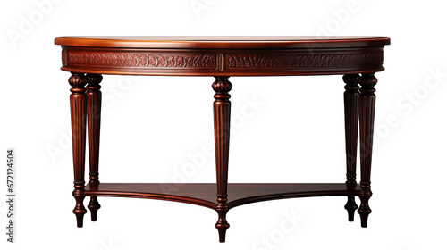 Classic Mahogany Demilune Table Isolated on Transparent or White Background, PNG
