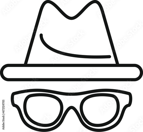 Anonymous hat and glasses icon outline vector. Hidden identity. Agent mask