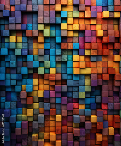 Wood Brick Wallpaper Animated Modular Sculpture with Mesmerizing Abstraction.