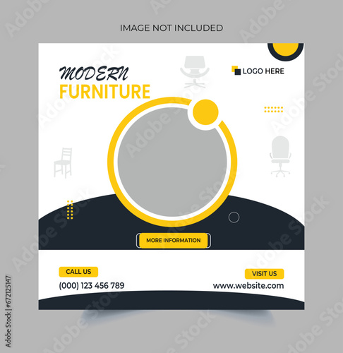 Corporate, business, furniture, Social post banner template. 