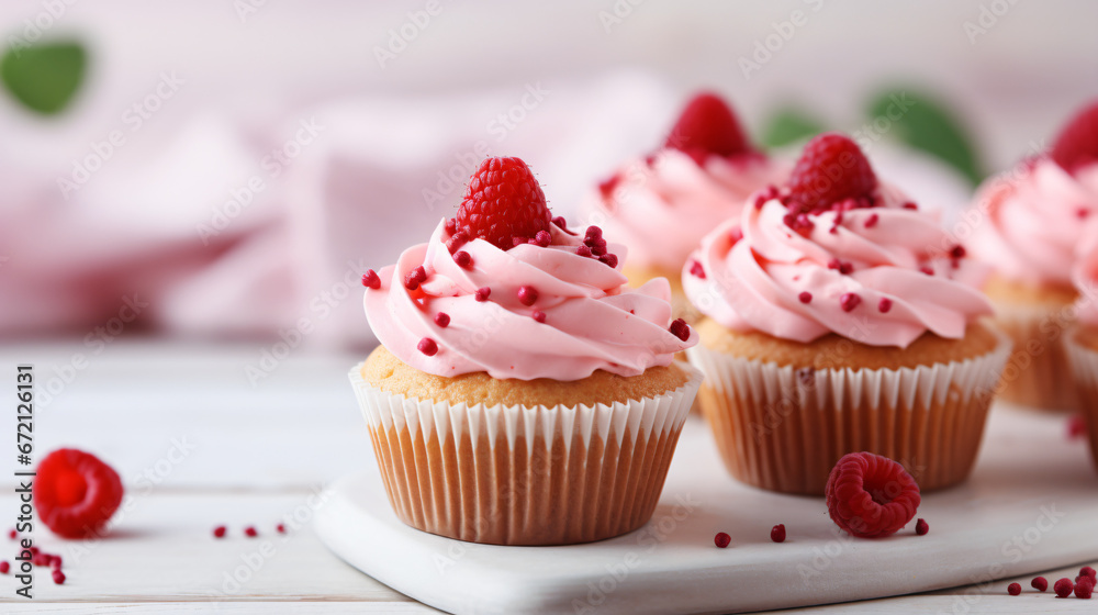 Pink frosting cupcakes