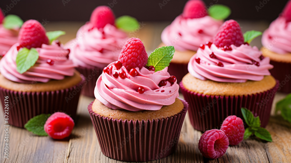 Pink frosting cupcakes
