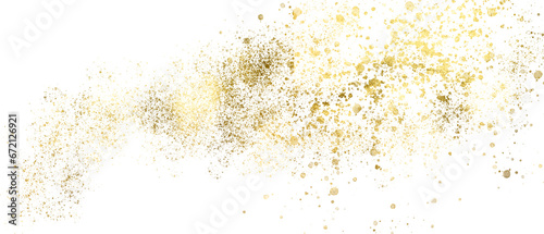 Gold sparkle splatter border . Gold Foil Frame Gold brush stroke on transparent background.