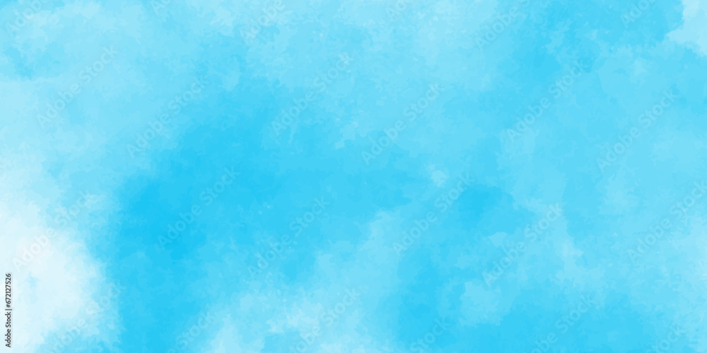 Defocused and blurry wet ink effect sky blue color watercolor background, blurred and grainy Blue powder explosion on white background, Fluffy, puffy, fresh and shiny clouds on a windy sky.