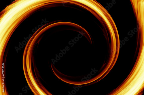 Fire swirl flames in rounded form with black background 