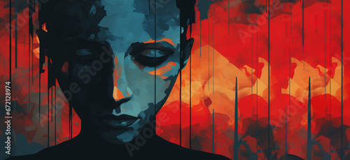 abstract image of a person in depression. copy space