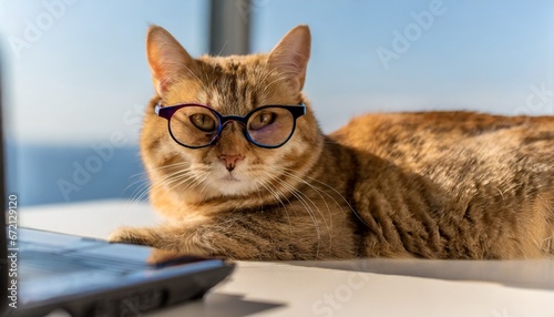 Hipster cat in the office