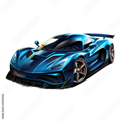 blue sports car on a transparent background