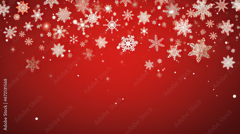 Red Christmas banner with snowflakes with copy space. Vector illustration of horizontal new year background for headers, posters, cards, and websites. Red Christmas banner with snowflakes with copy space. Vector illustration of horizontal new year background for headers, posters, cards, and websites.