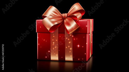 A gift box adorned with a red ribbon, presented against either a clear or white background. Crafted with the assistance of Generative AI.