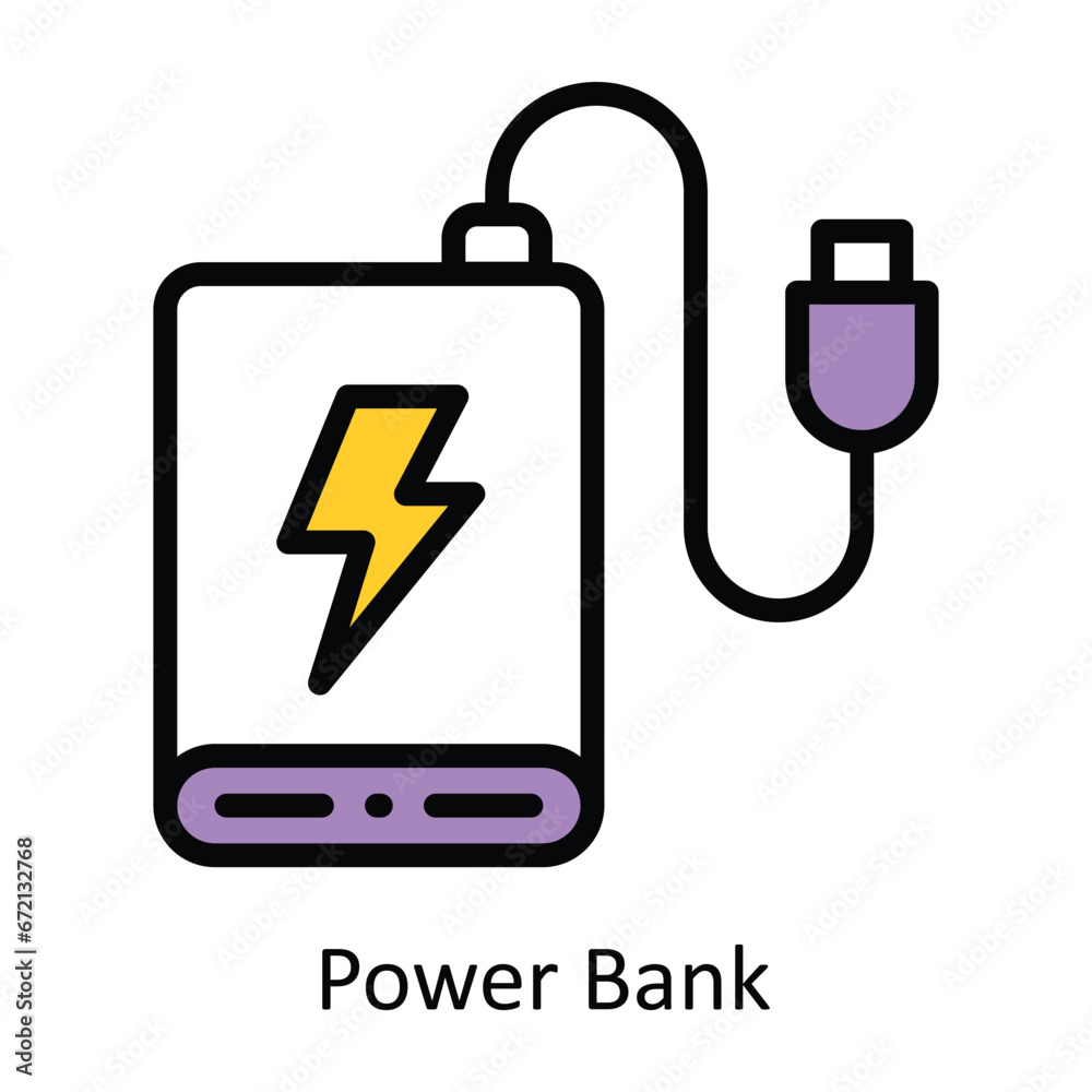 Power Bank vector Filled outline Design illustration. Symbol on White background EPS 10 File Power Bank vector Filled outline Design illustration. Symbol on White background EPS 10 File