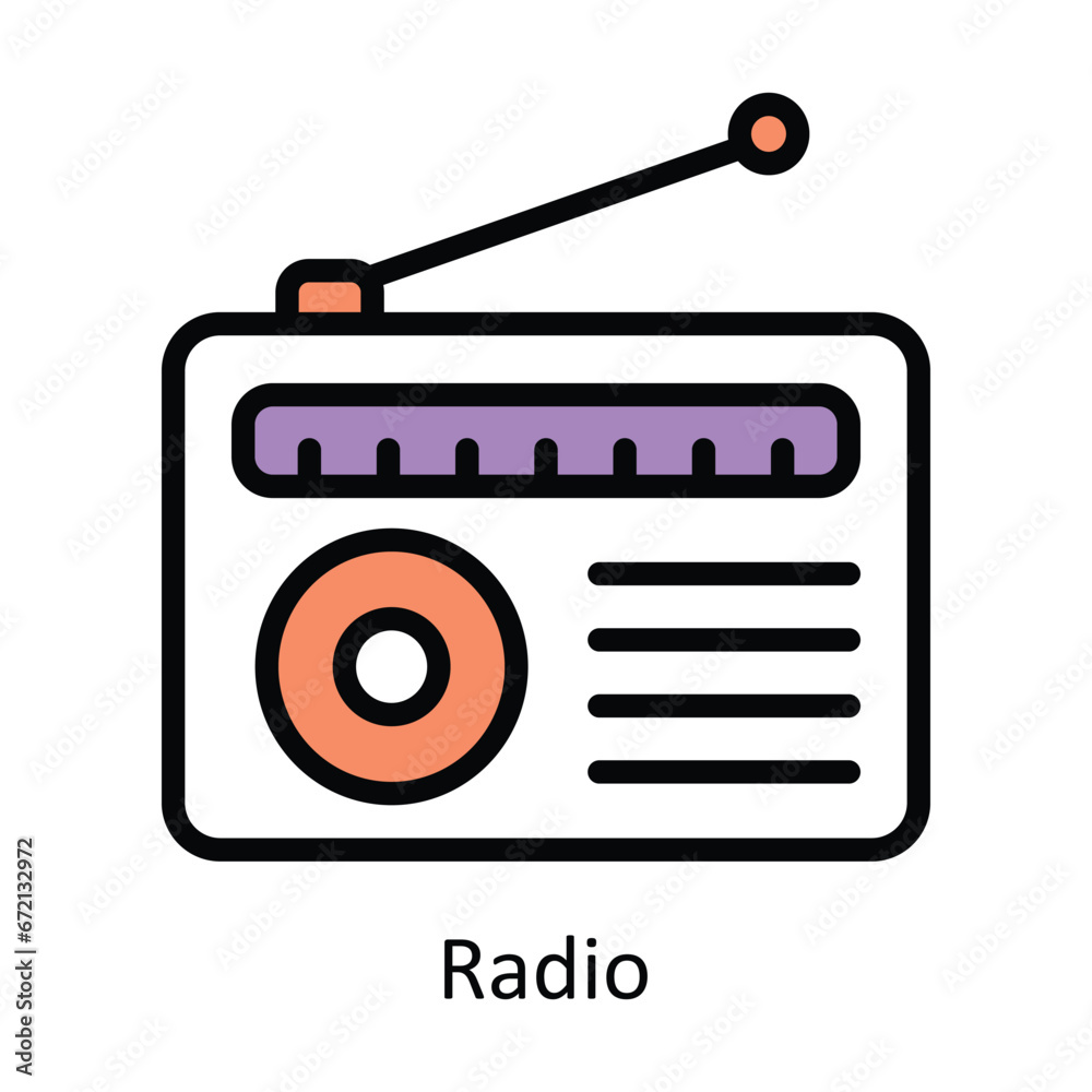 Radio vector Filled outline Design illustration. Symbol on White background EPS 10 File