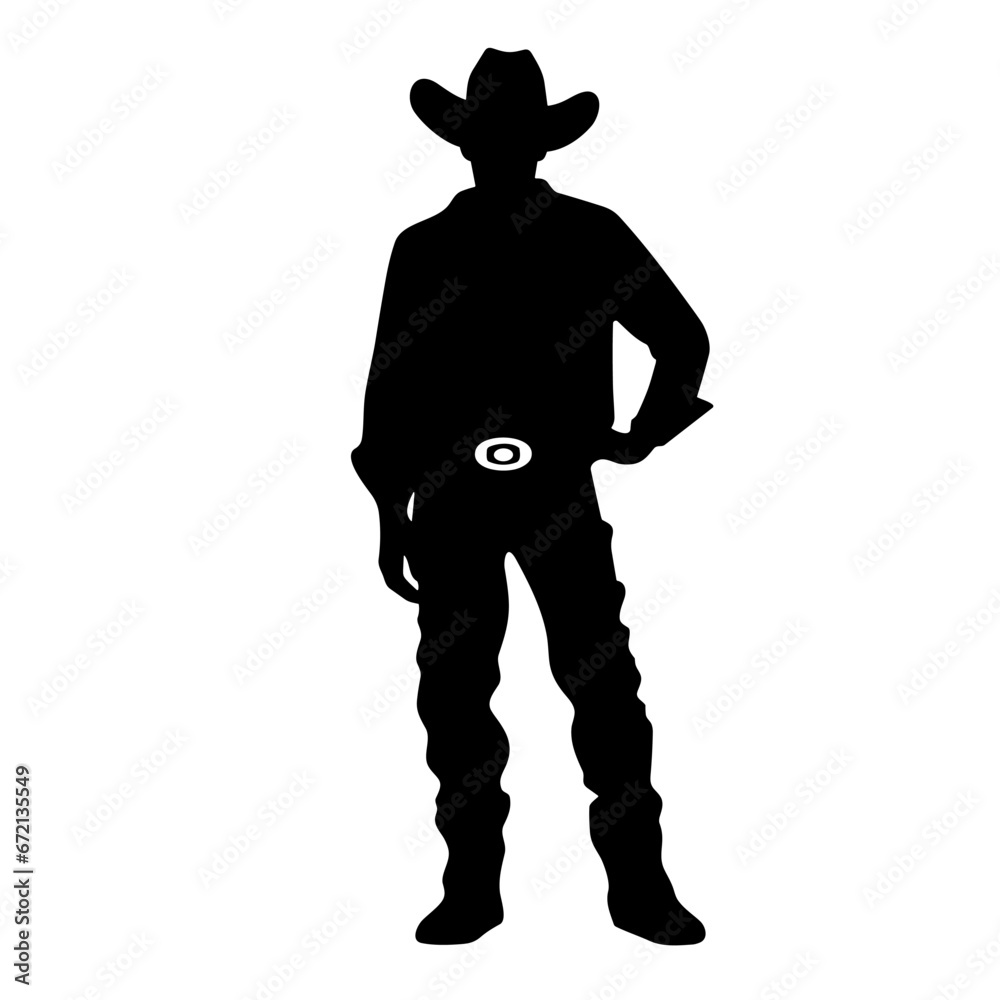 Cowboy black icon on white background. Cowboy silhouette Cowboy black icon on white background. Cowboy silhouette
