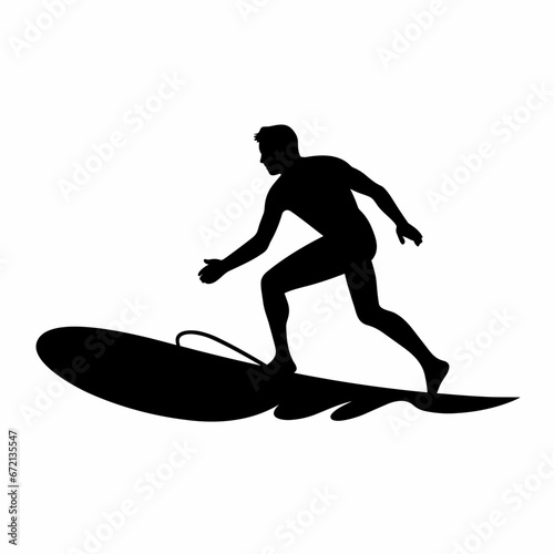 Surfer black icon on white background. Surfer silhouette