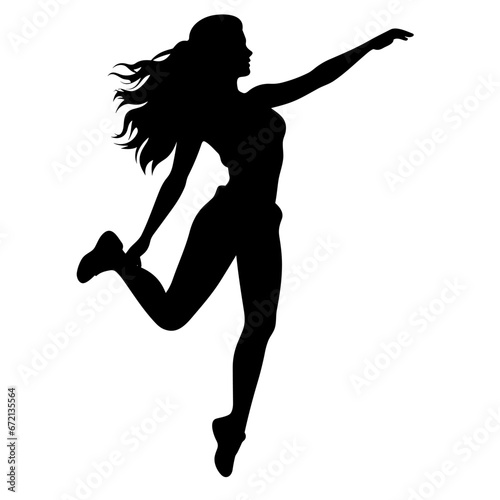 Jumping girl black icon on white background. Jumping girl silhouette