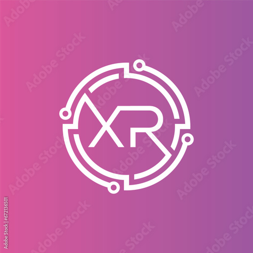 Creative Professional logo design initials letter XR concept circle maze technology vector template