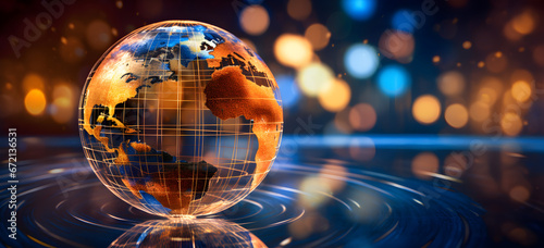 Globe on the abstract background Global business concept 3D illustration.  photo