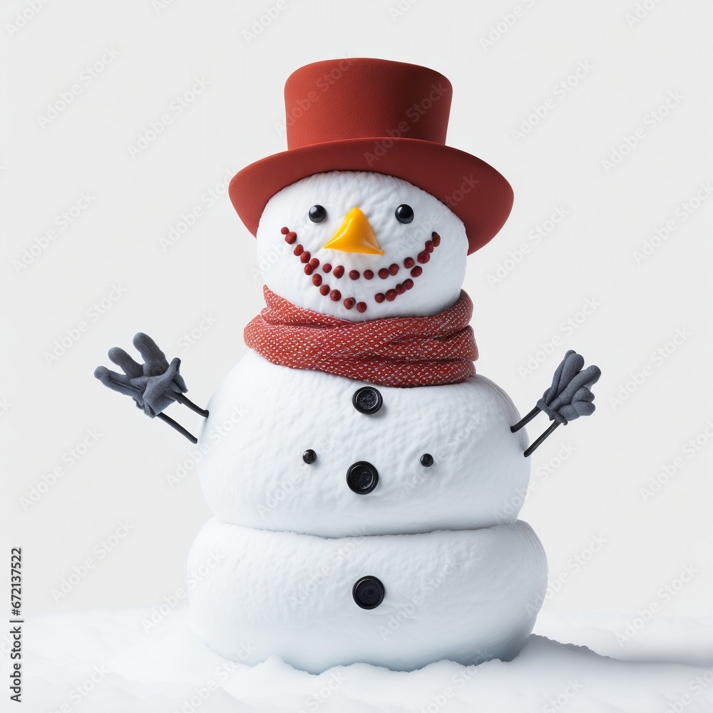 Fototapeta premium Snowman isolated on White Background, Studio
