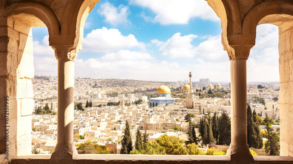 Naklejka premium view on the old city of Jerusalem