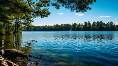 All encompassing shot of a lovely lake