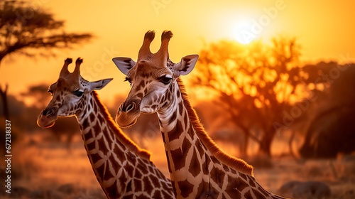 African safari creatures in sunny day