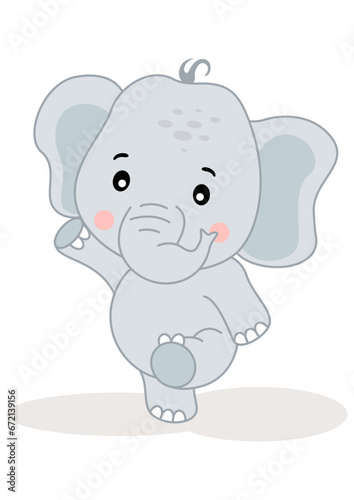 Funny baby elephant isolated on white