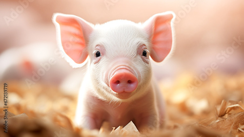 Close up of a dirty snout on a cute breeding pig at an indoor animal farm.
 photo
