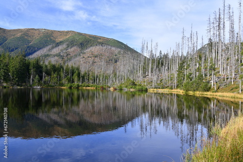 Staw Smreczynski, jezioro górskie, Tatry Zachodnie, jesień