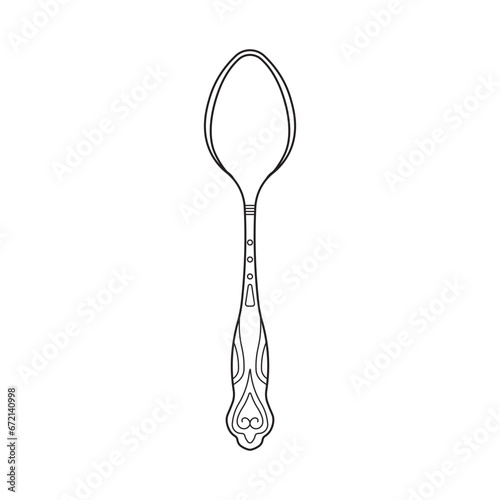 Hand drawn Kids drawing Cartoon Vector illustration antique tea spoon Isolated in doodle style