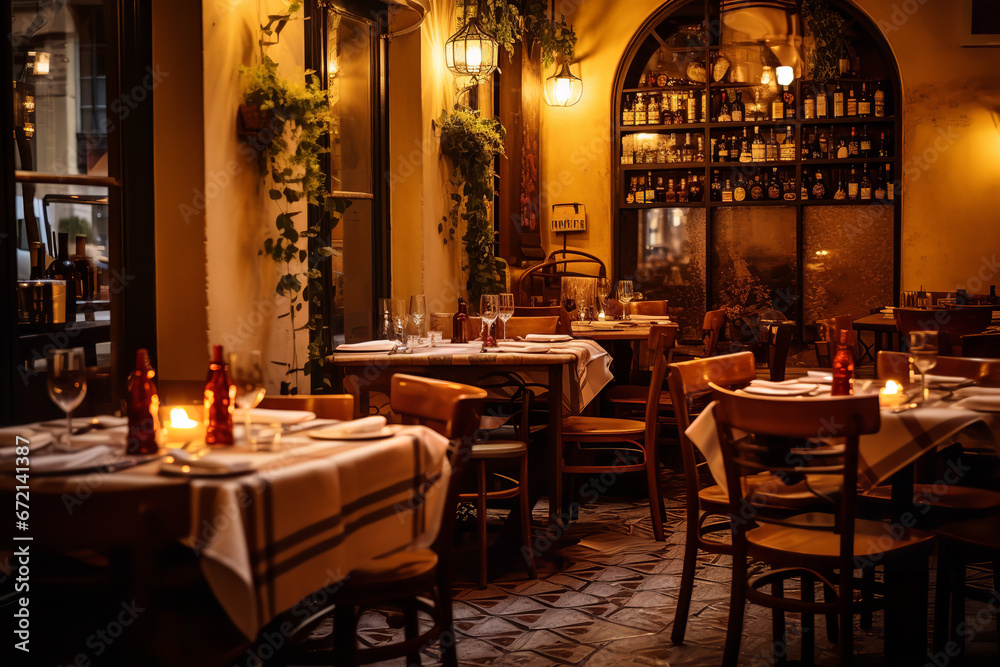 Envelop yourself in the warm atmosphere of a traditional Italian trattoria, 
 surrounded by candlelit tables and the charm